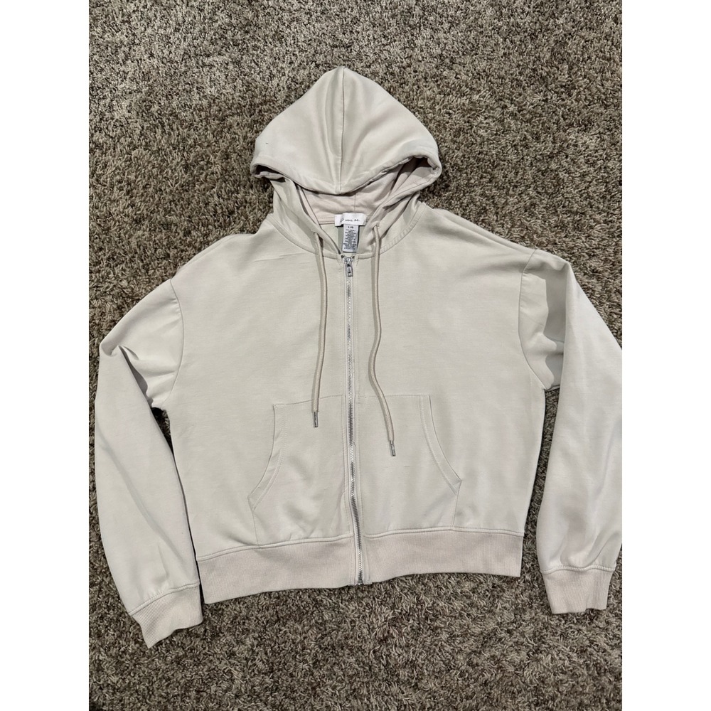 If It Were Me Women's Beige Modal Zipper Hoodie Lounge Travel Large Yoga Soft